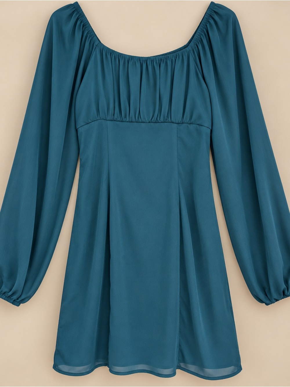 Altar'd State Teal One-Shoulder Long Sleeve Mini Dress